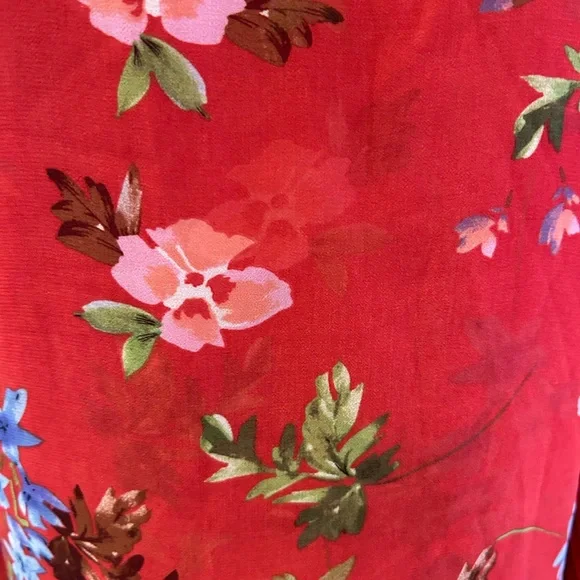 Sold~Cabi Devoted Blouse Red Floral Bell Sleeves Multi Color Layered Top, Size L - Picture 5 of 9